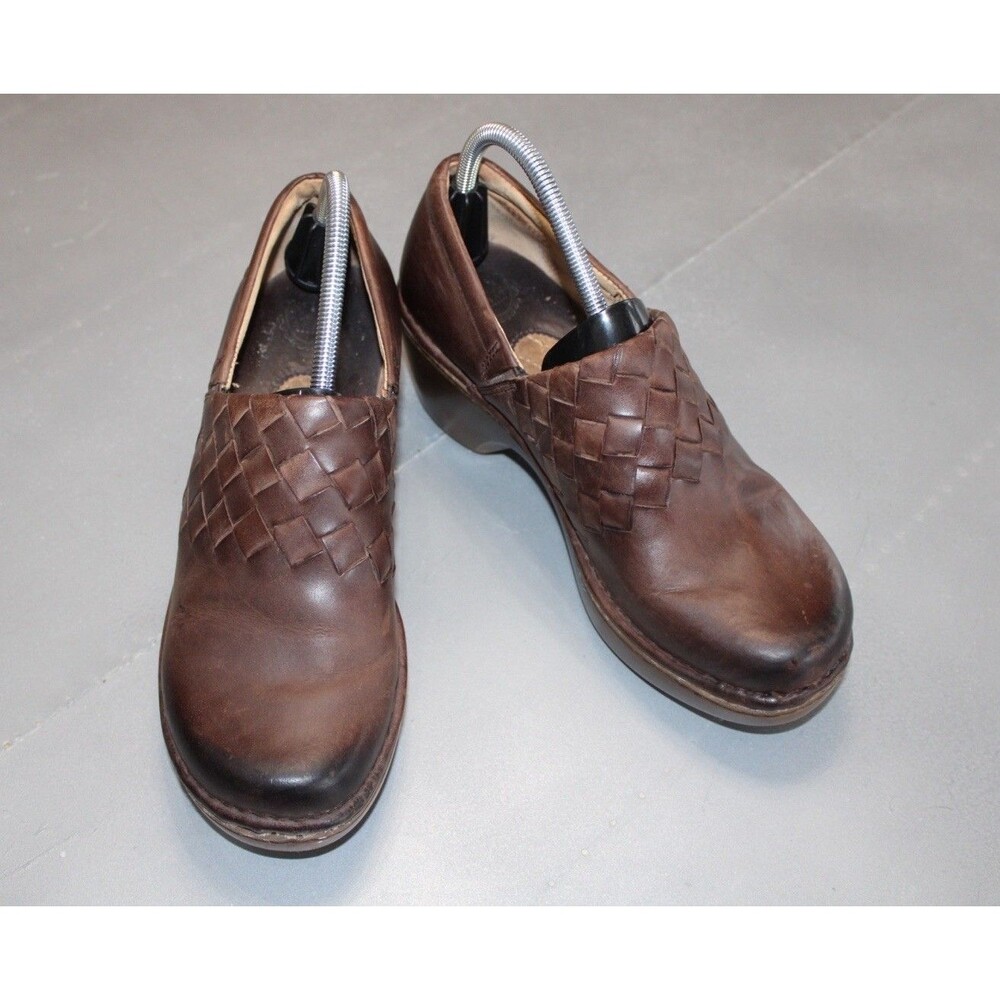 Ariat Ashbourn Briar Brown Leather Clogs Womens 10B Woven‎ Slip On Comfort Wedge